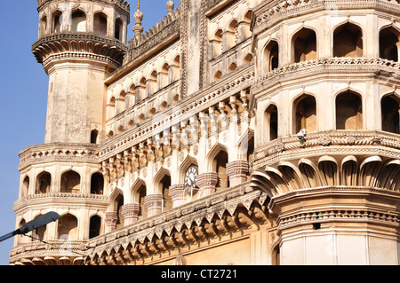 Struktur der Charminar in Hyderabad, Andhra Pradesh, Indien. Stockfoto