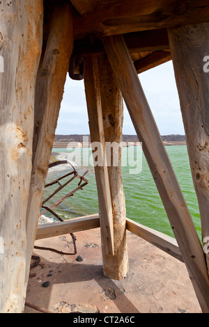 Lanzarote, alte Windmühle am Salinas De Janubio Salz Becken - Lanzarote, Kanarische Inseln, Spanien, Europa Stockfoto