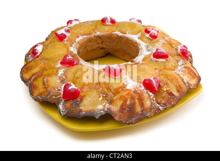Hausgemachte Valentine Kuchen isoliert auf weiss Stockfoto