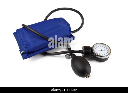Medizinische Blutdruckmessgerät für die Kontrolle des Blutdrucks isoliert auf weiss Stockfoto