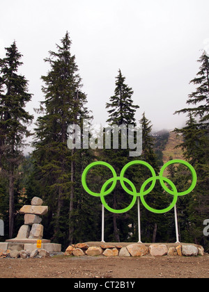 Grüne Olympische Ringe, Cypress Mountain, Vanocuver, Kanada Stockfoto
