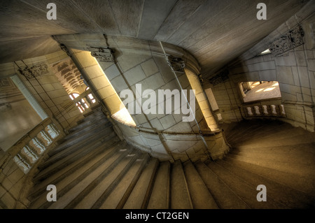 die berühmte Wendeltreppe im Schloss Chambord, Frankreich Stockfoto