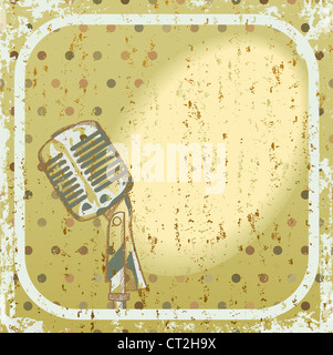 Retro-Grunge Hintergrund mit Mikrofon und Platz für Ihren Text. Stockfoto