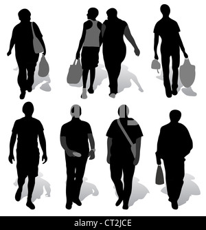 Die Silhouetten von Menschen mit Schatten Stockfoto