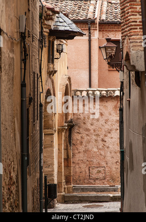 Schmale Gasse Straße, Segovia, Spanien Stockfoto