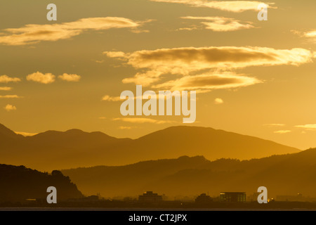 Sonnenaufgang in Wellington Harbour, Neuseeland 7 Stockfoto