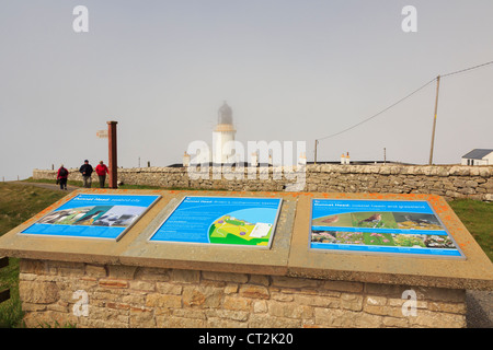 Besucher information Boards von dunnett Head Leuchtturm am nördlichsten Punkt des europäischen Festlandes Großbritannien. Dunnett Caithness Schottland Großbritannien Stockfoto