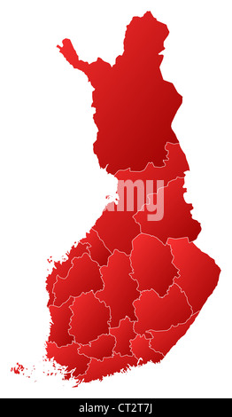 Politische Karte von Finnland mit mehreren Regionen. Stockfoto