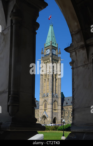 Der Peace Tower auf das Parlamentsgebäude in Ottawa, Ontario, Kanada. Stockfoto