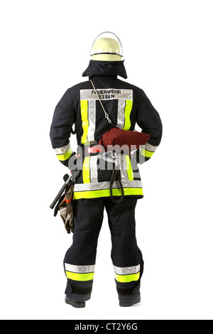 Feuer Sie Männer in schützende, feuerfesten Anzug mit Feuerlöscheinrichtungen. Feuerwehr, Feuerwehr. Stockfoto