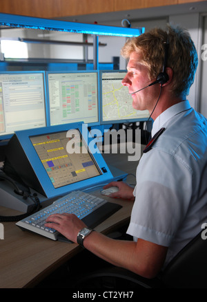 Leitstelle der Feuerwehr. Notrufzentrale. Stockfoto