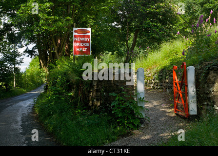 Newby Bridge Halt, auf den Lakeside & Haverthwaite Railway, South Lakeland, Nationalpark Lake District, Cumbria, England UK Stockfoto