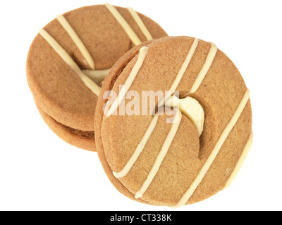 Frische Knackige aromatisiert Ingwer und Zitronensaft Butterkekse Snack Isoliert gegen einen weißen Hintergrund, bereit zu essen, ohne Menschen Stockfoto