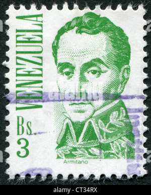 VENEZUELA - ca. 1976: Eine Briefmarke gedruckt in Venezuela, zeigt ein Nationalheld Simon Bolivar, ca. 1976 Stockfoto