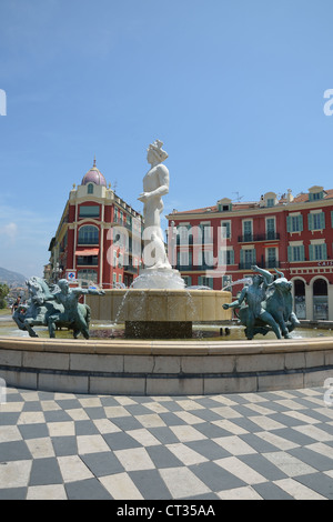 Fontaine de Soleil in Place Masséna Nizza, Côte d ' Azur, Alpes-Maritimes, Provence-Alpes-Côte d ' Azur, Frankreich Stockfoto