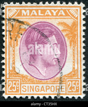 Singapur - CIRCA 1948: Briefmarken gedruckt in Singapur zeigt König George VI, ca. 1948 Stockfoto