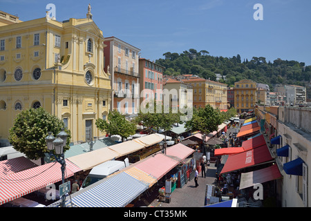 Blumenmarkt Cours Saleya, Altstadt (Vieux Nice), Nizza, Côte d ' Azur, Alpes-Maritimes, Provence-Alpes-Côte d ' Azur, Frankreich Stockfoto