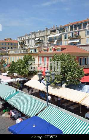 Blumenmarkt Cours Saleya, Altstadt (Vieux Nice), Nizza, Côte d ' Azur, Alpes-Maritimes, Provence-Alpes-Côte d ' Azur, Frankreich Stockfoto