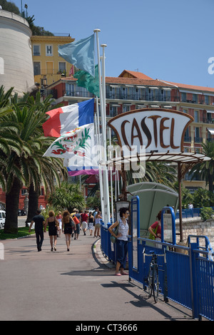 Castel-Strandbar & Restaurant, Promenade des Anglais, Nizza, Côte d ' Azur, Alpes-Maritimes, Provence-Alpes-Côte d ' Azur, Frankreich Stockfoto