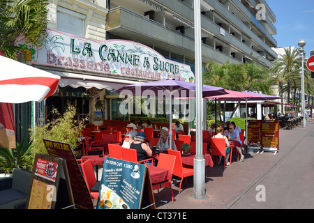 La Canne À Sucre Brasserie Zeichen, Promenade des Anglais, Nizza, Côte d ' Azur Alpes-Maritimes, Provence-Alpes-Côte d ' Azur, Stockfoto