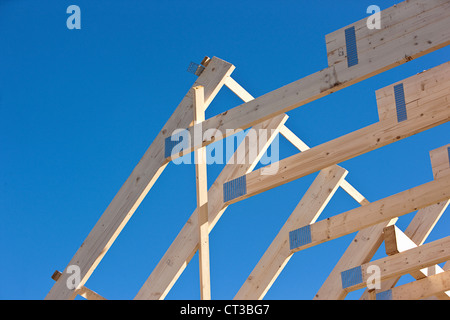 Nahaufnahme des Dachs im Bau Stockfoto