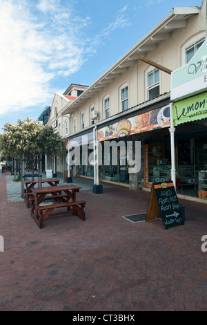 Geschäfte, Cafés und Boutiquen in Hermanus, Südafrika Stockfoto