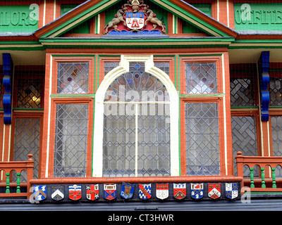 Tudor Erker, High Street, Exeter. Stockfoto