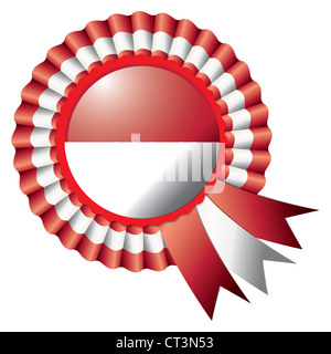 Indonesien detaillierte Seide Rosette Flagge, Abbildung Stockfoto