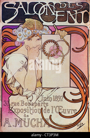 Alphonse Mucha (Alfons Maria) 1860-1939 Salon des Cent - Muchas Ausstellung Juni 1897 Stockfoto