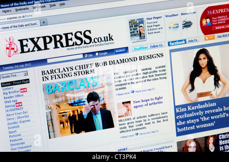 Website der Daily Express und Sunday Express Zeitungen. Stockfoto