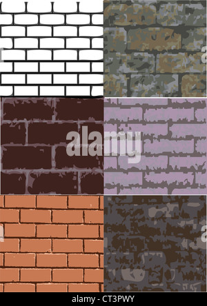 eine Reihe von sechs verschiedenen Stein Textur Stockfoto