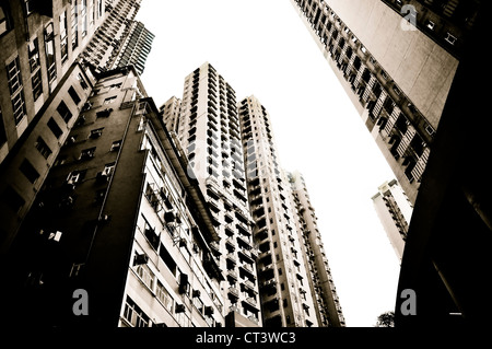 Blick auf die Wolkenkratzer von Hongkong Wohnquartier Stockfoto