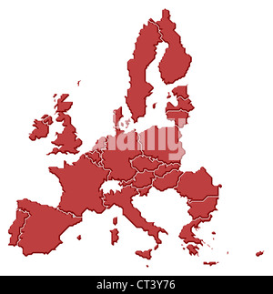 Politische Karte der Europäischen Union mit den verschiedenen Staaten. Stockfoto