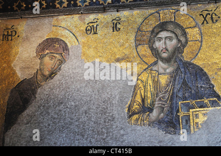 Türkei, Istanbul, Ayasofya Innenansicht, Mosaik von Jesus Christus Stockfoto