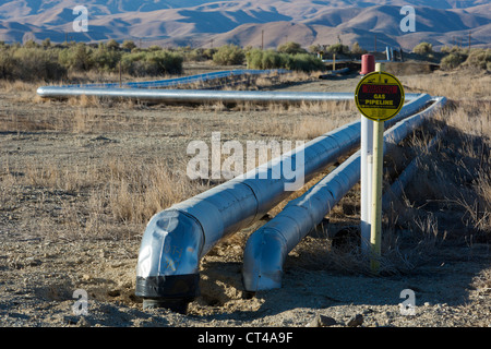 Taft, Kalifornien - Erdgas-Pipeline im Bereich Öl und Gas der südlichen San Joaquin Valley. Stockfoto