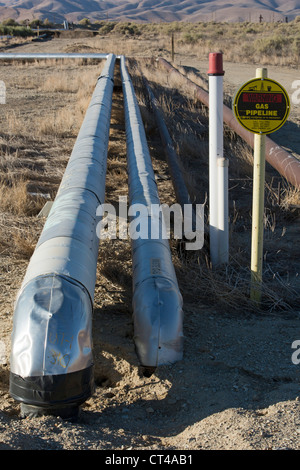 Taft, Kalifornien - Erdgas-Pipeline im Bereich Öl und Gas der südlichen San Joaquin Valley. Stockfoto