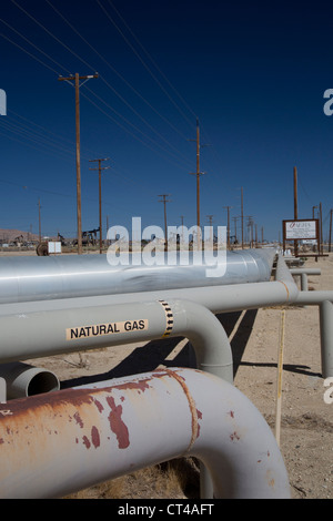 Taft, Kalifornien - Erdgas-Pipeline im Bereich Öl und Gas der südlichen San Joaquin Valley. Stockfoto