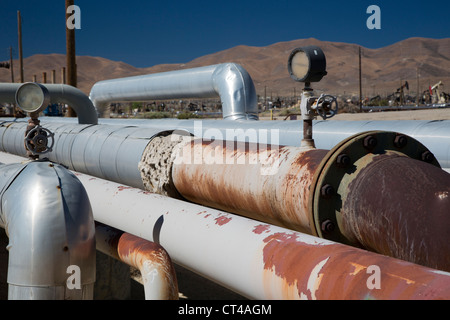 Taft, Kalifornien - Erdgas-Pipeline im Bereich Öl und Gas der südlichen San Joaquin Valley. Stockfoto