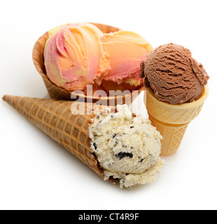 Eis-Sortiment In Wafer Tassen Stockfoto