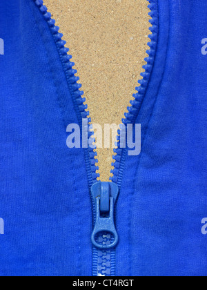 Eine Nahaufnahme eines Reißverschlusses Stockfoto