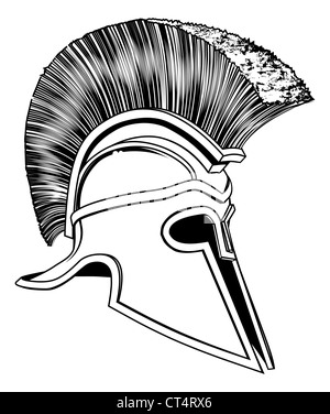 Grafik einer Bronze Trojan Helm, Spartan Helm, römischen Helm oder griechischen Helm. Korinthischen Stil. Stockfoto