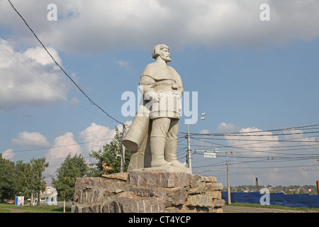 Russland. Mordowien. Saransk Stadt, Yemelyan Pugachev Denkmal Stockfoto