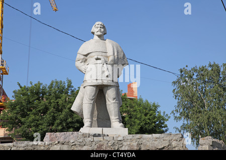 Russland. Mordowien. Saransk Stadt, Yemelyan Pugachev Denkmal Stockfoto