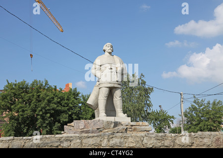 Russland. Mordowien. Saransk Stadt, Yemelyan Pugachev Denkmal Stockfoto