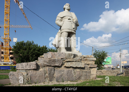 Russland. Mordowien. Saransk Stadt, Yemelyan Pugachev Denkmal Stockfoto