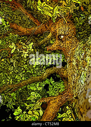 Illustration (Semi-Vektor) eine anthropomorphe Baum. Dies ist Teil einer Serie mit dem Titel "Marsch der die Huorns". Stockfoto