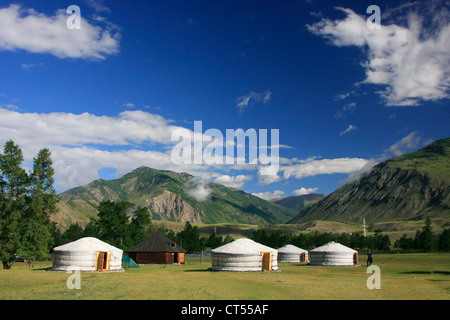 Jurten-Unterkunft in der Region Altai, Sibirien, Russland Stockfoto