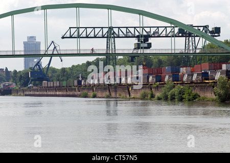 Eisenbahn-Container terminal Rhein Rhein Deutschland Stockfoto