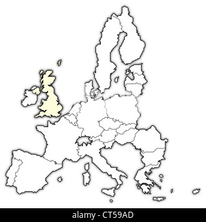 Politische Karte der Europäischen Union mit den mehrere Staaten, wo die United Kingdem markiert ist. Stockfoto