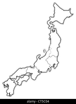 Politische Karte von Japan mit mehreren Regionen. Stockfoto